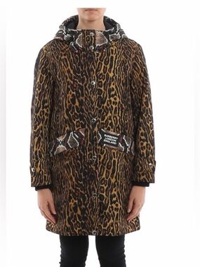 Burberry Cramond Leopard Python Print Hooded Coat US 14